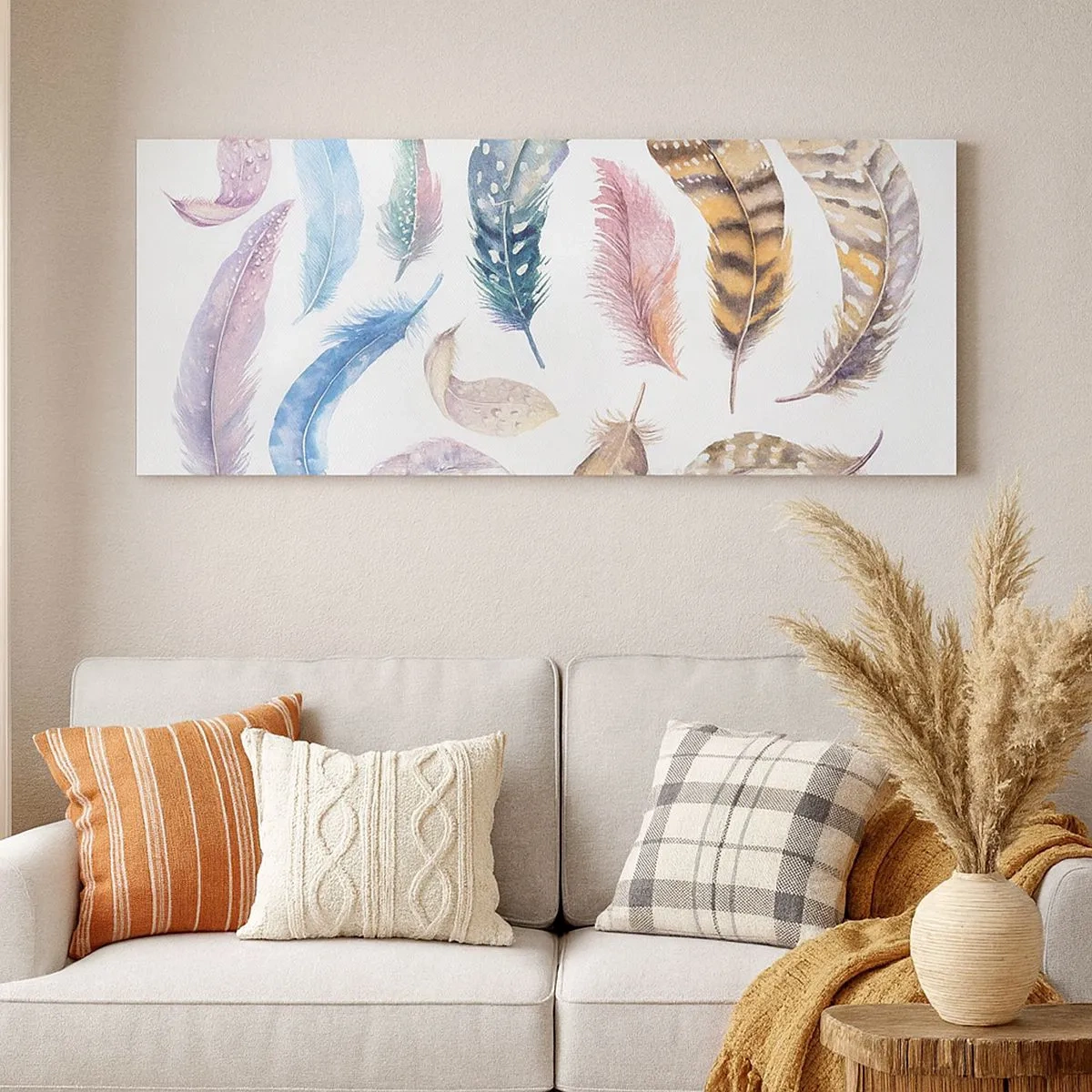 Quadro em tela - Leve, heterogéneo e multicolorido - 100x40 cm