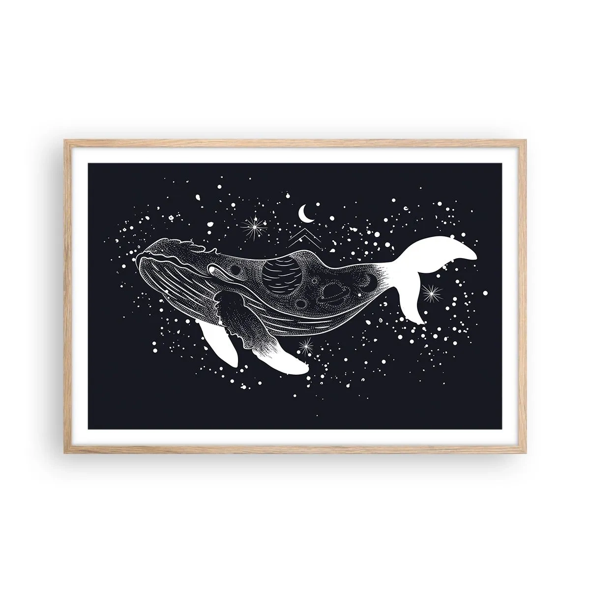 Pôster com moldura de carvalho claro - No oceano do universo - 91x61 cm