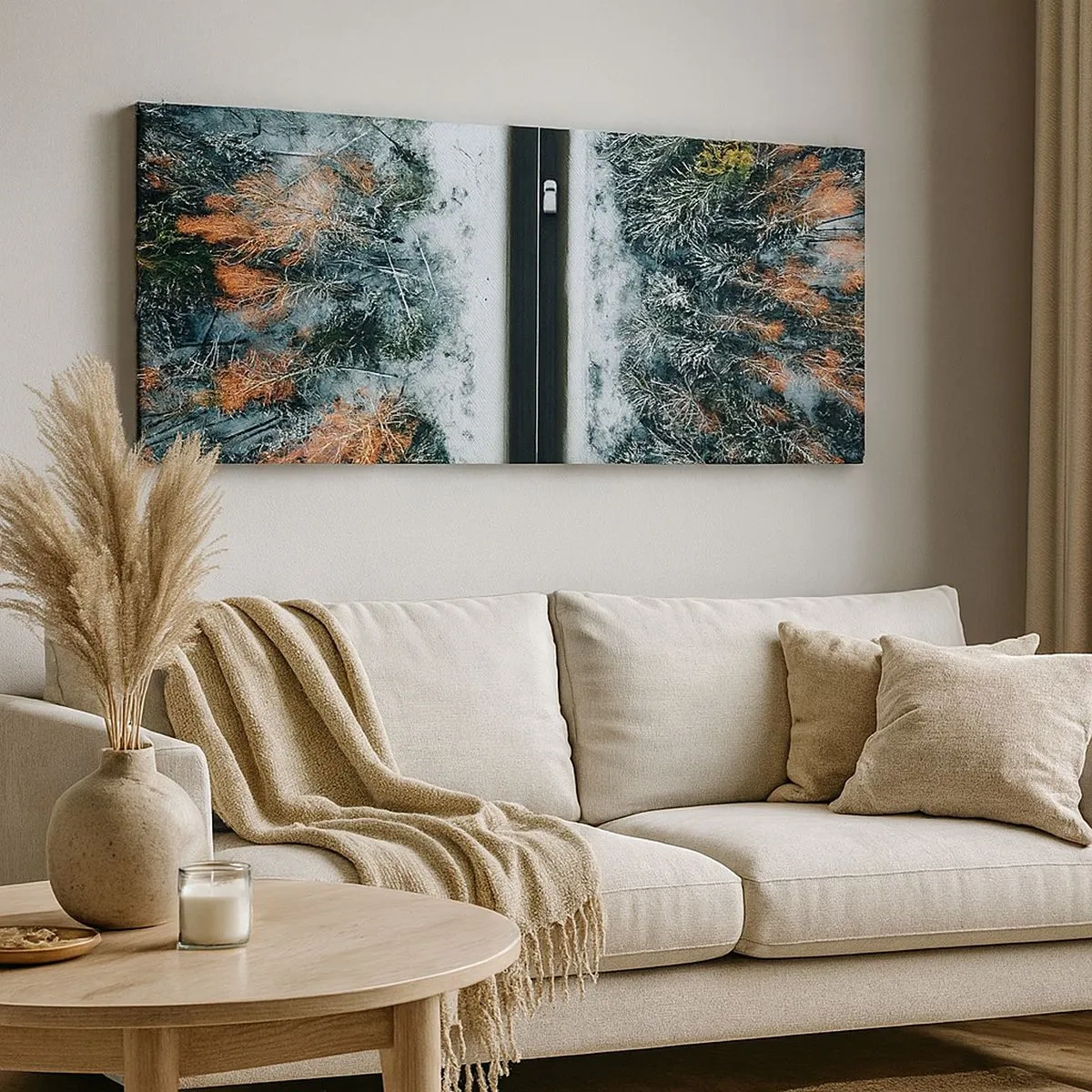 Quadro em tela - Cortar a floresta no inverno - 100x40 cm