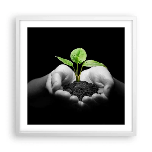 Pôster em moldura branca - Eu amo a natureza, eu a protejo - 50x50 cm