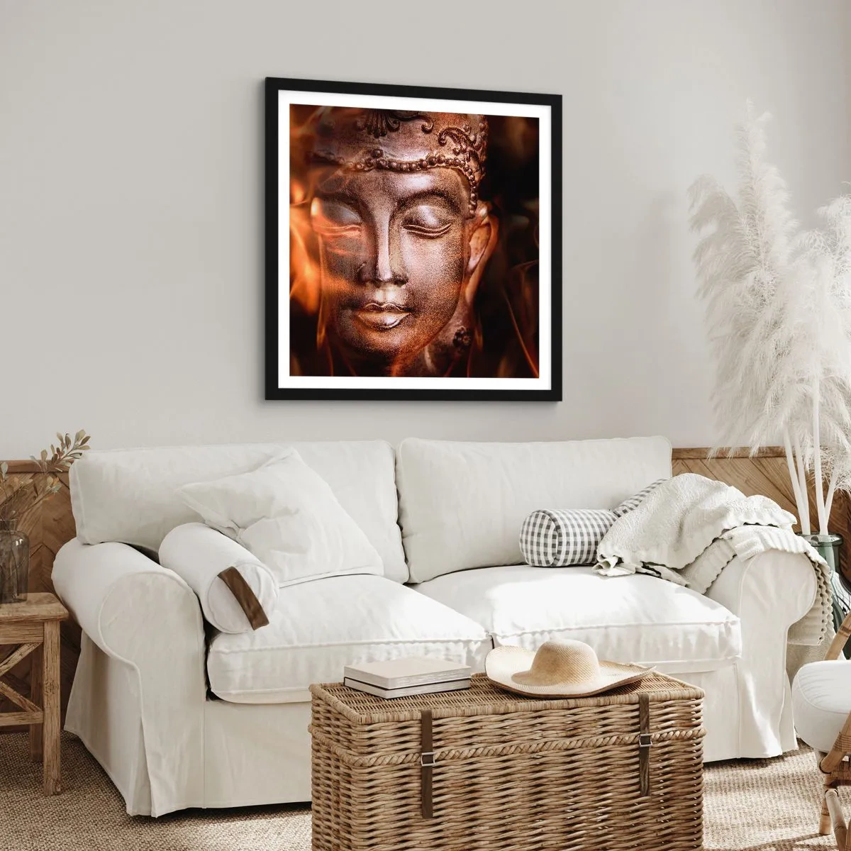 Pôster com moldura preta - Só existe o aqui e agora - 60x60 cm