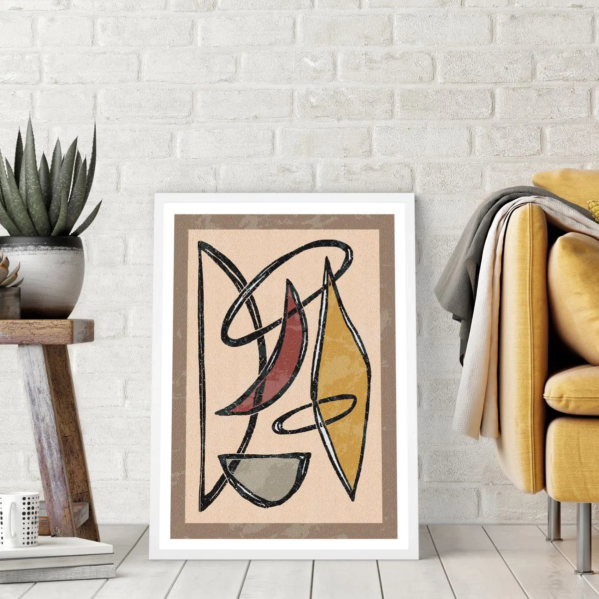 Pôster em moldura branca - Composição – arcos e ovais - 50x70 cm