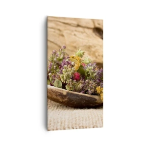 Quadro em tela - Flores coloridas e ervas aromáticas - 55x100 cm