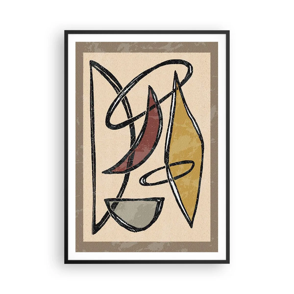 Pôster com moldura preta - Composição – arcos e ovais - 70x100 cm