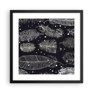 Pôster com moldura preta - Rendas de penas - 40x40 cm