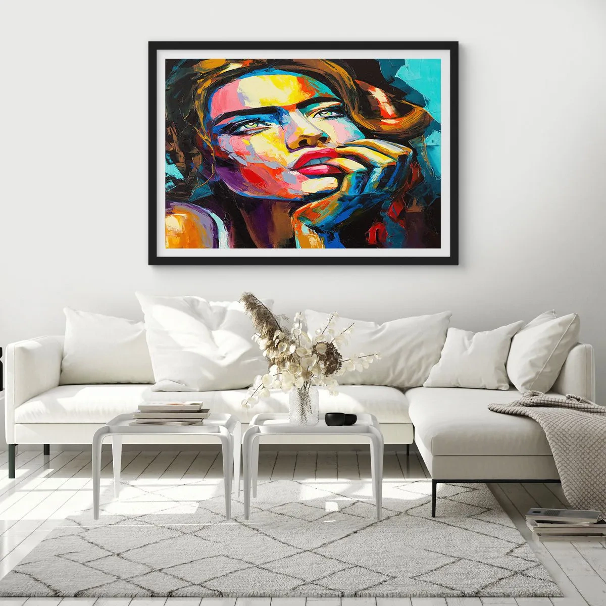Pôster com moldura preta - Sonhos como pássaros voando no céu - 100x70 cm