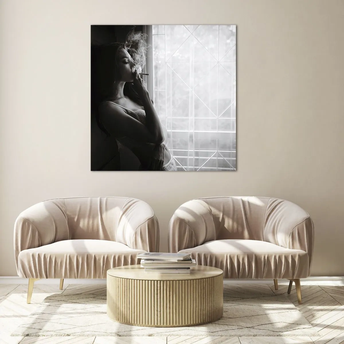 Quadro em vidro - Um momento sensual - 40x40 cm