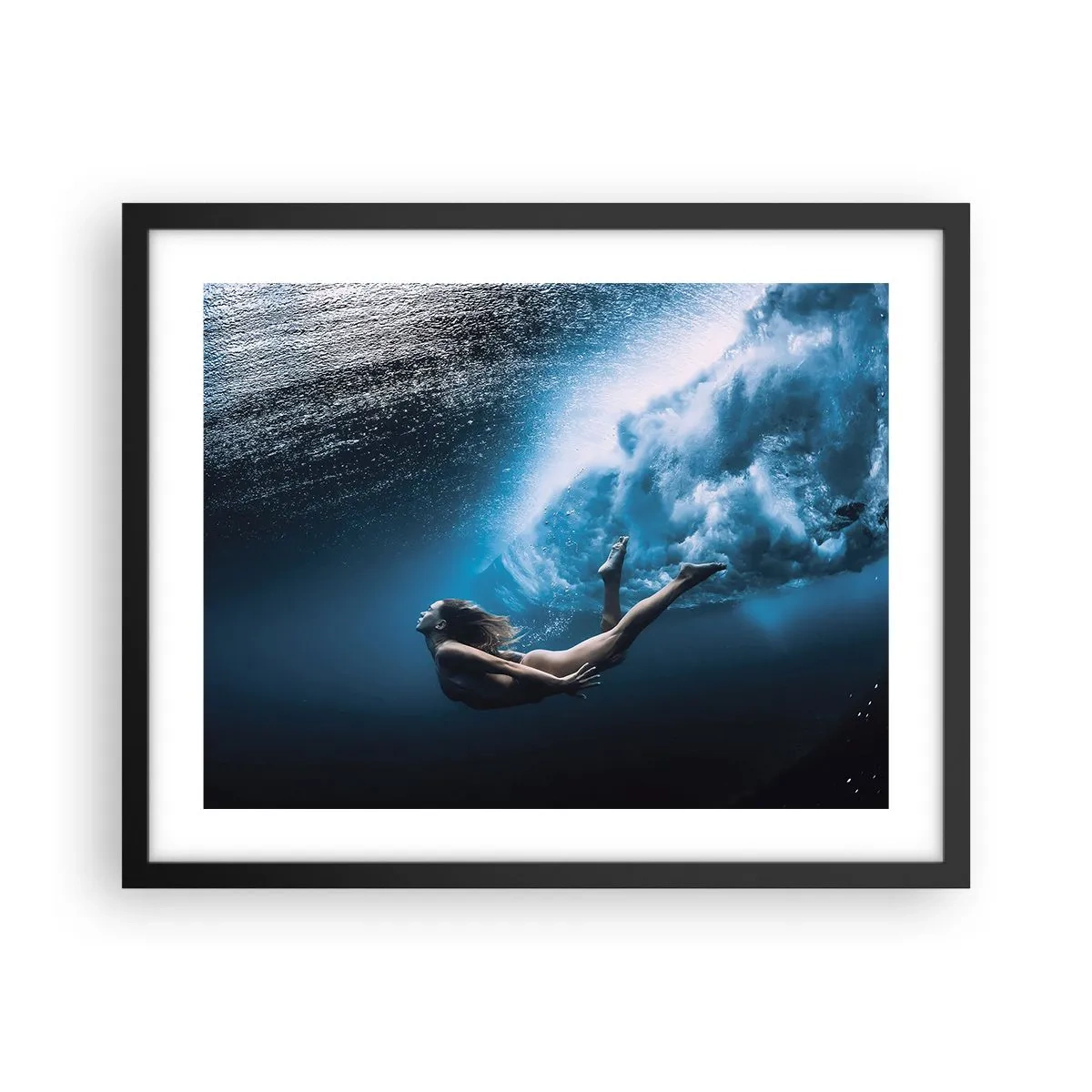 Pôster com moldura preta - Sereia moderna - 50x40 cm