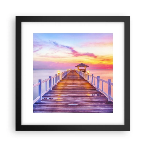 Pôster com moldura preta - O silêncio lilás-dourado da noite - 30x30 cm