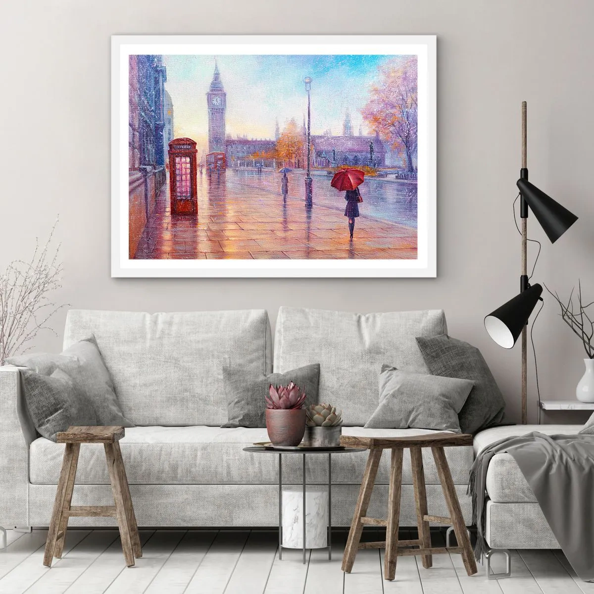 Pôster em moldura branca - Um dia de outono em Londres - 40x30 cm