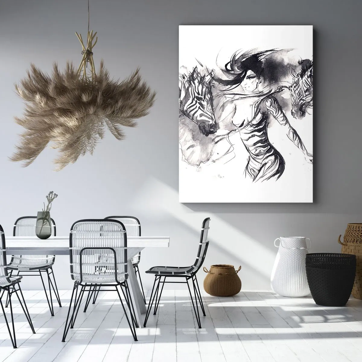 Quadro em tela - Dançando com as zebras - 50x70 cm