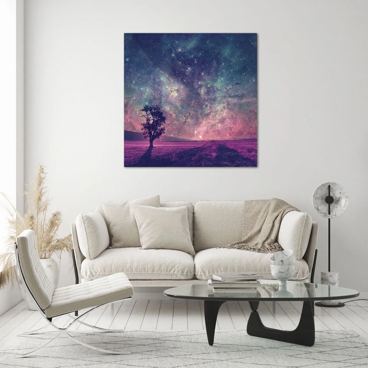 Quadro em vidro - Sob o céu mágico - 30x30 cm