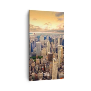 Quadro em tela - Metrópole dourada - 55x100 cm