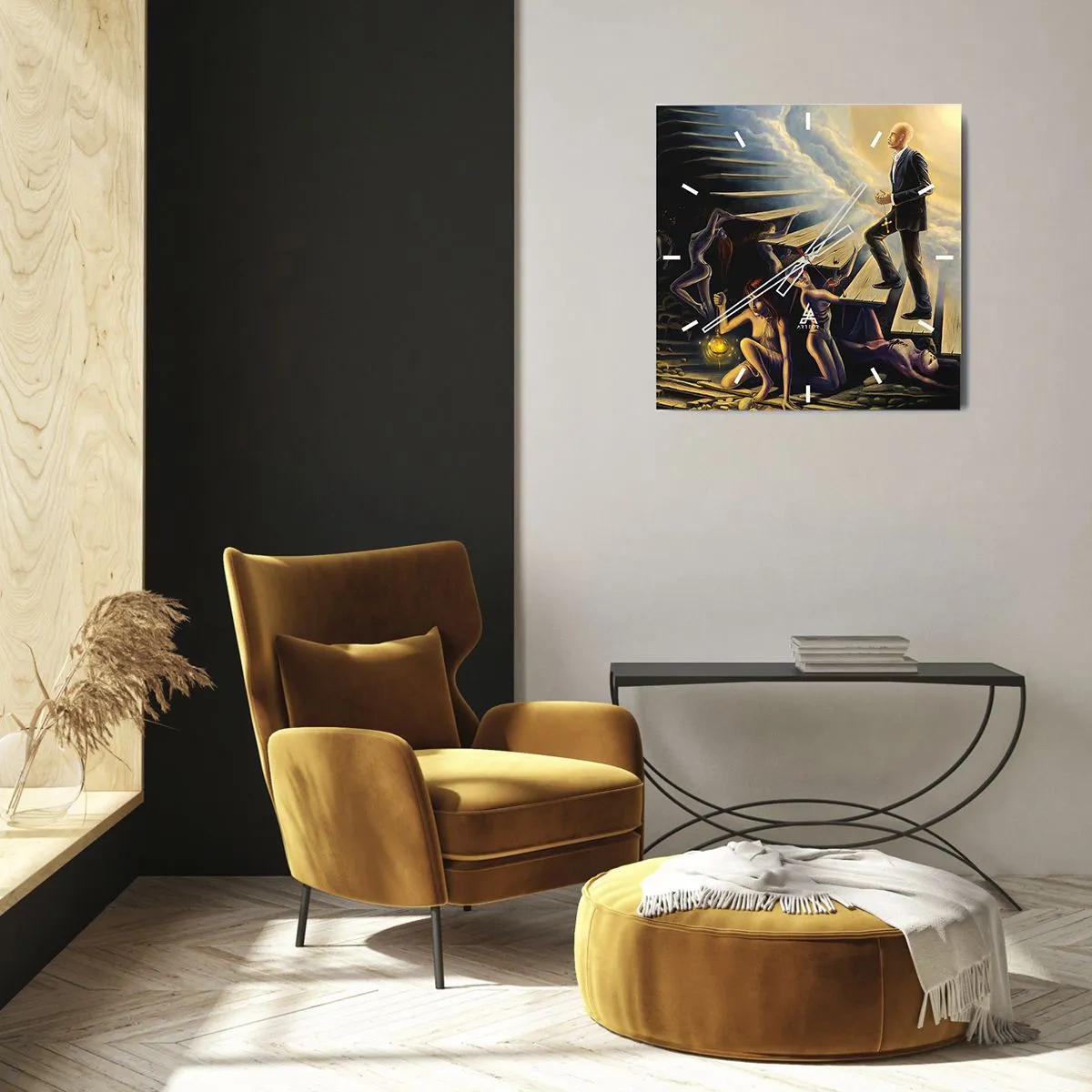 Relógio de parede - Relógio em vidro - A viagem de Dante à luz - 30x30 cm