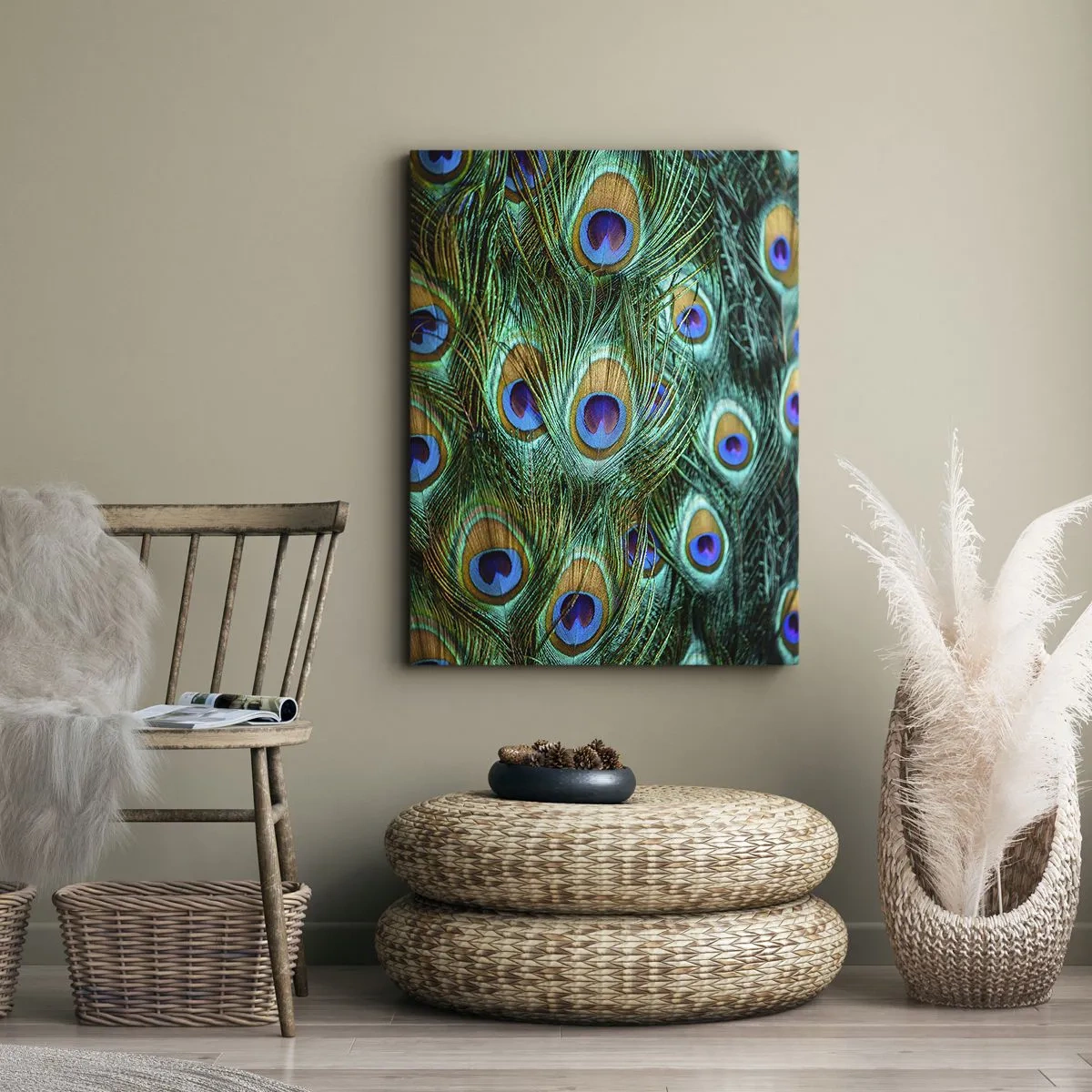 Quadro em tela - Um olhar de pavão - 50x70 cm