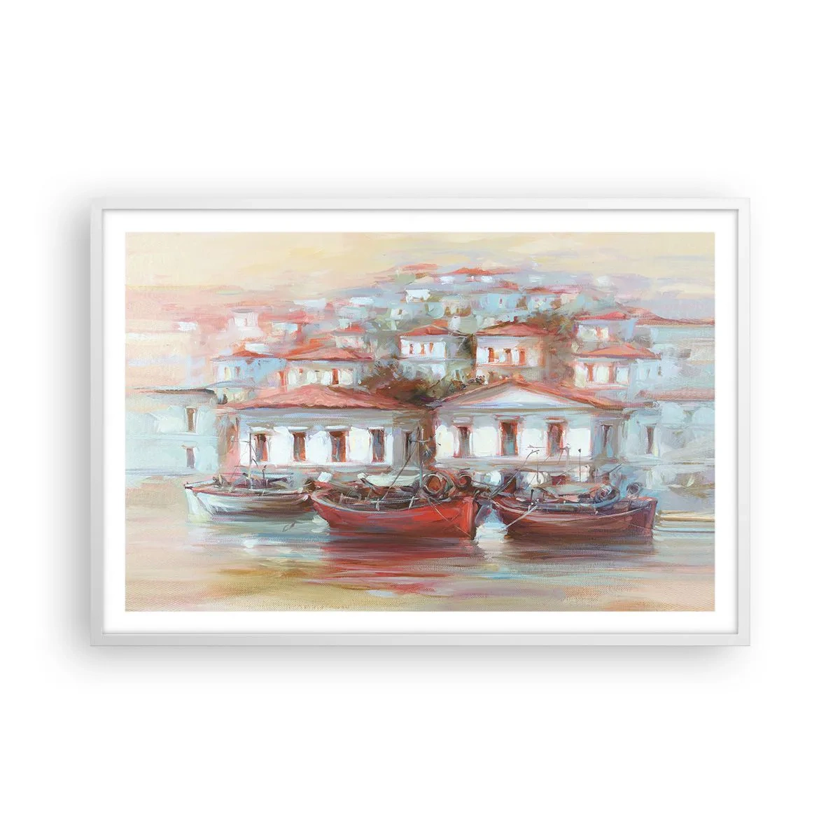 Pôster em moldura branca - Cidade feliz - 91x61 cm