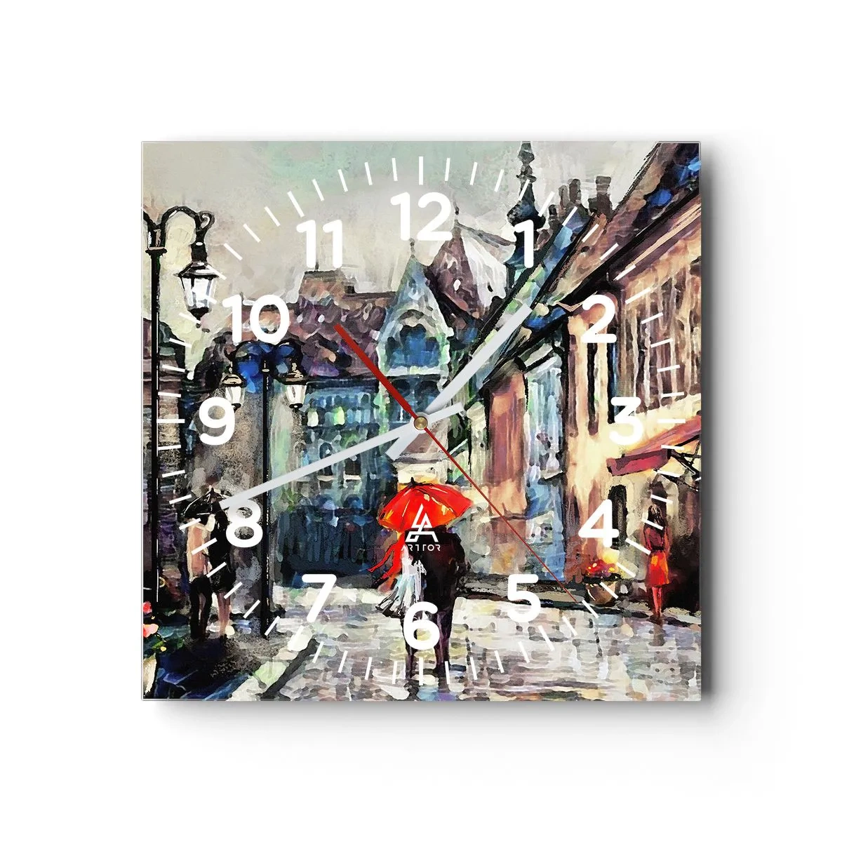 Relógio de parede - Relógio em vidro - Chuva para dois - 40x40 cm