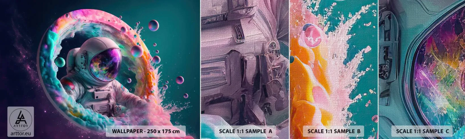 Amostra de papel de parede Premium Canvas - Portão estrela - Astronauta, Galáxia, Futurista - 100x30 cm