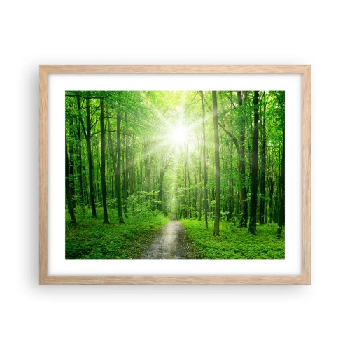 Pôster com moldura de carvalho claro - Catedral Verde - 50x40 cm