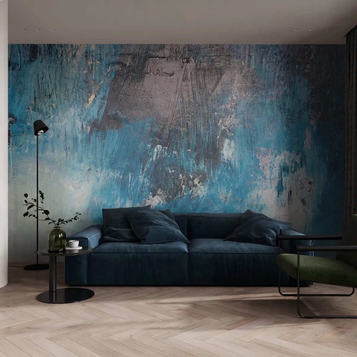 Papel de Parede Standard Eco - Rapsódia em azul - Abstração, Pedaço, Arte Moderna - 400x280 cm