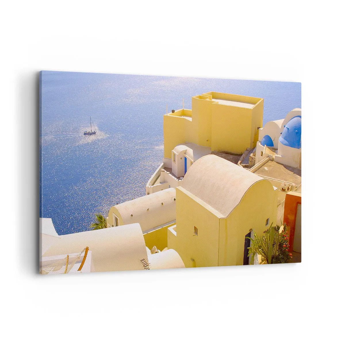 Quadro em tela - Paisagem grega em branco e azul - 120x80 cm