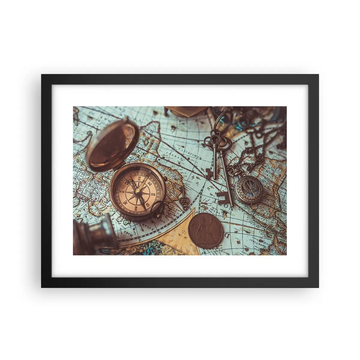 Pôster com moldura preta - Para o aventureiro - 40x30 cm