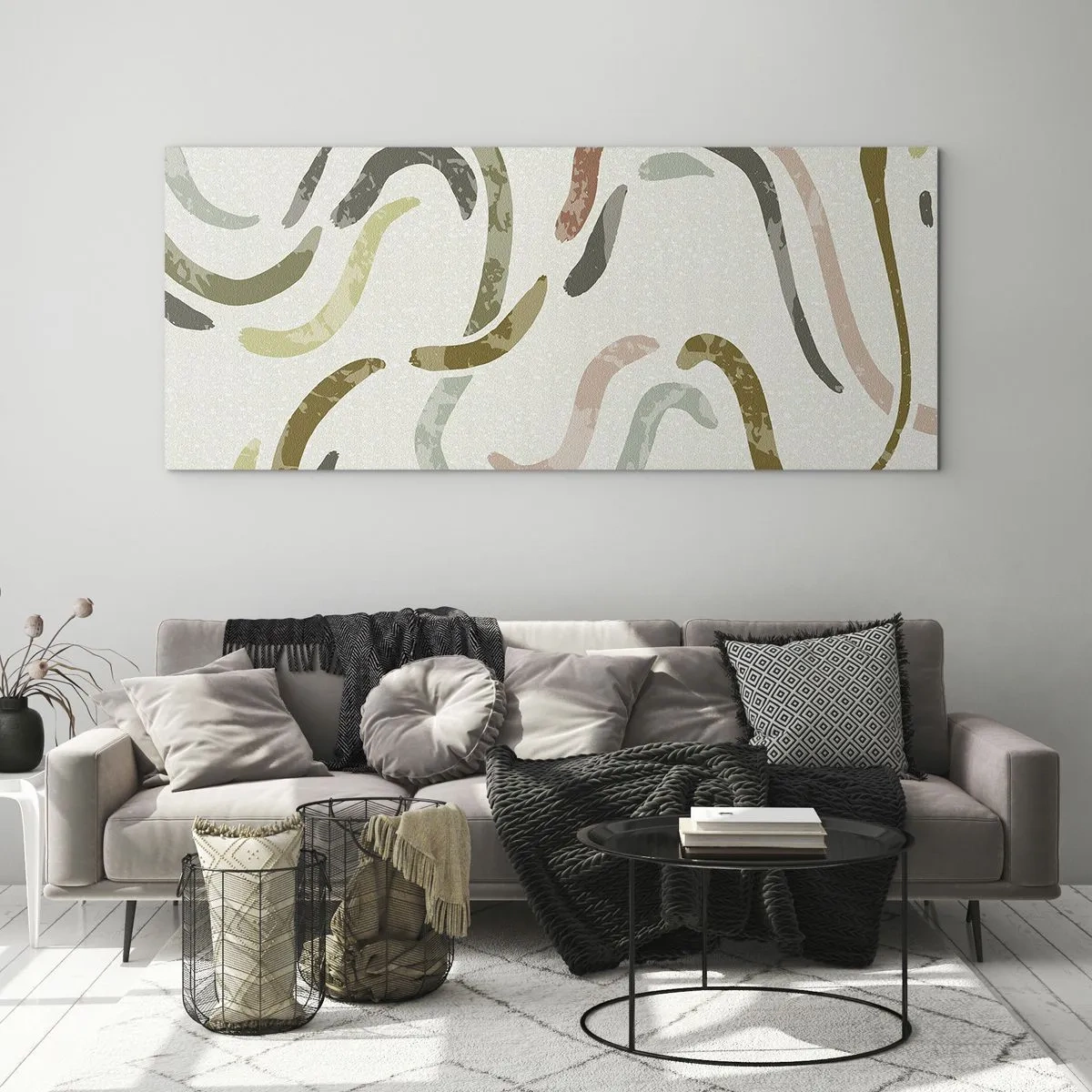 Quadro em vidro - Uma alegre dança de abstração - 100x40 cm