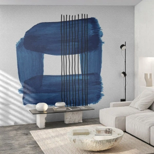 Papel de Parede Premium Sand - Composição azul-negra - Abstração, Pedaço, Arte Moderna - 100x70 cm