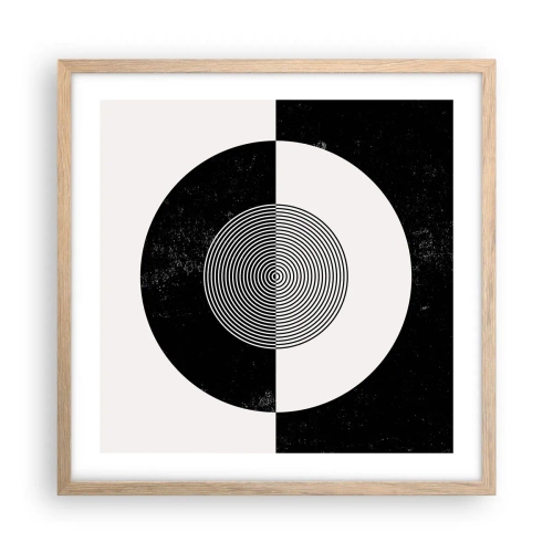Pôster com moldura de carvalho claro - Harmonia a preto e branco - 50x50 cm
