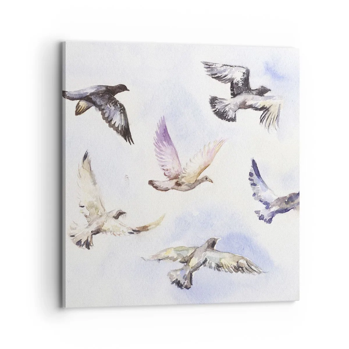 Quadro em tela - Liberdade em cinza e azul - 70x70 cm