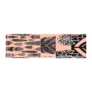 Amostra de papel de parede autocolante Deluxe Sticker - Colecção Indiana - Abstração, Penas, Boho - 100x30 cm