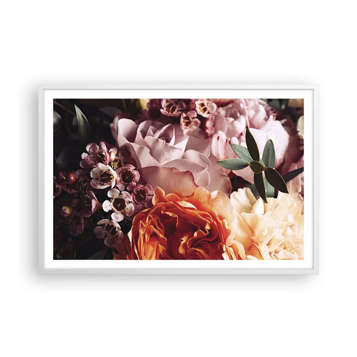 Pôster em moldura branca - Envolto em beleza - 91x61 cm