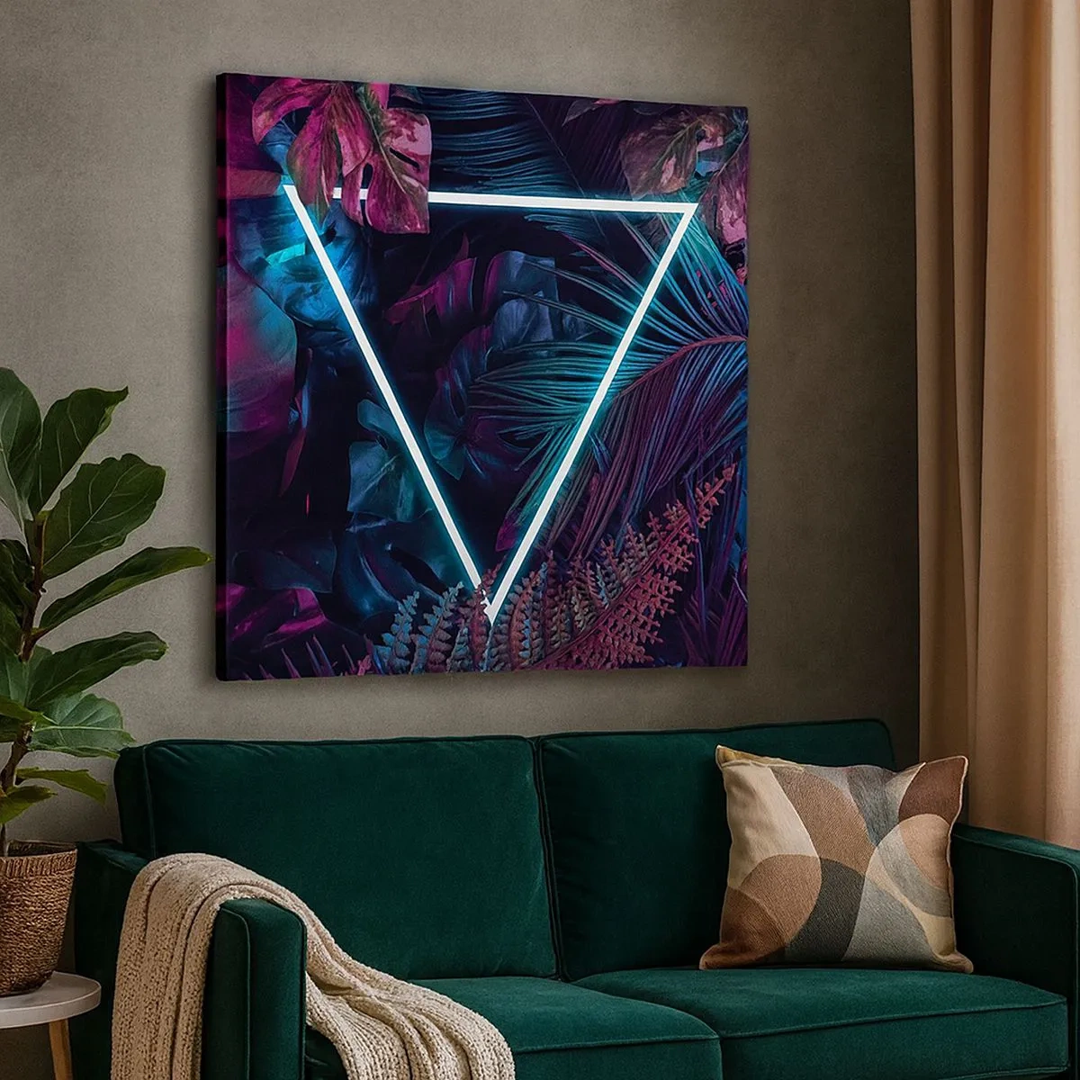 Quadro em tela - Jardim estilo discoteca - 30x30 cm