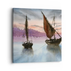 Quadro em tela - Noite no porto - 40x40 cm