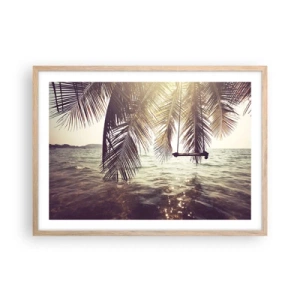Pôster com moldura de carvalho claro - Deixe-se levar pela imaginação - 70x50 cm
