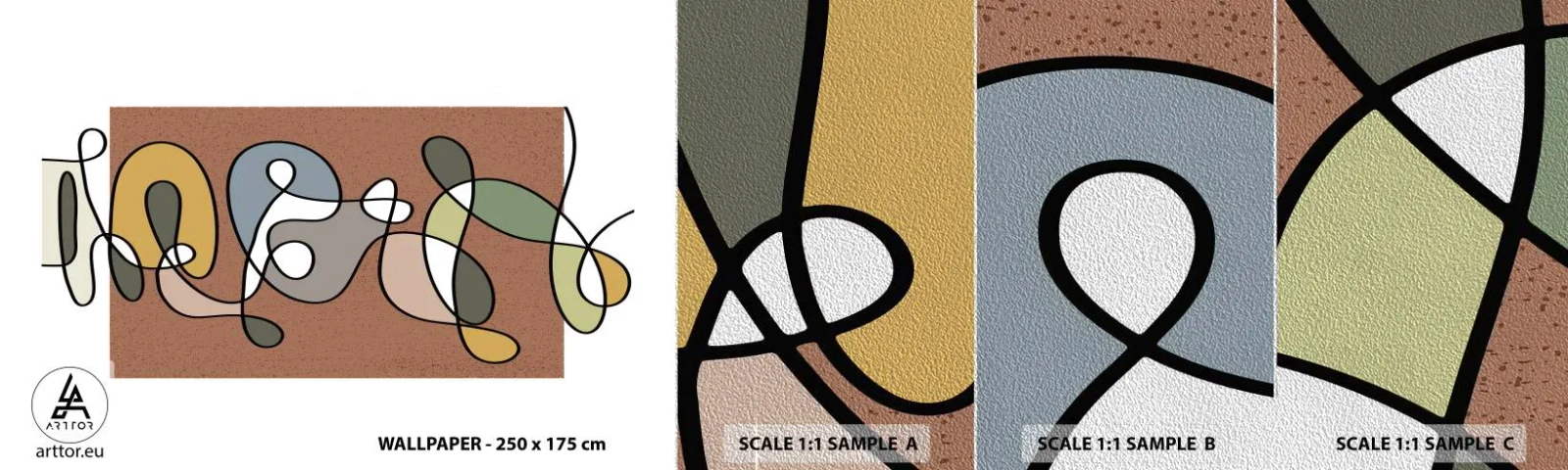 Amostra de papel de parede Premium Sand - Abstração que vale a pena sorrir - Moderno, Abstração, Pedaço - 100x30 cm