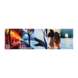 Amostra de papel de parede Premium Canvas - Outono ardente no parque - Abstração, Paisagem, Beco do Parque - 100x30 cm