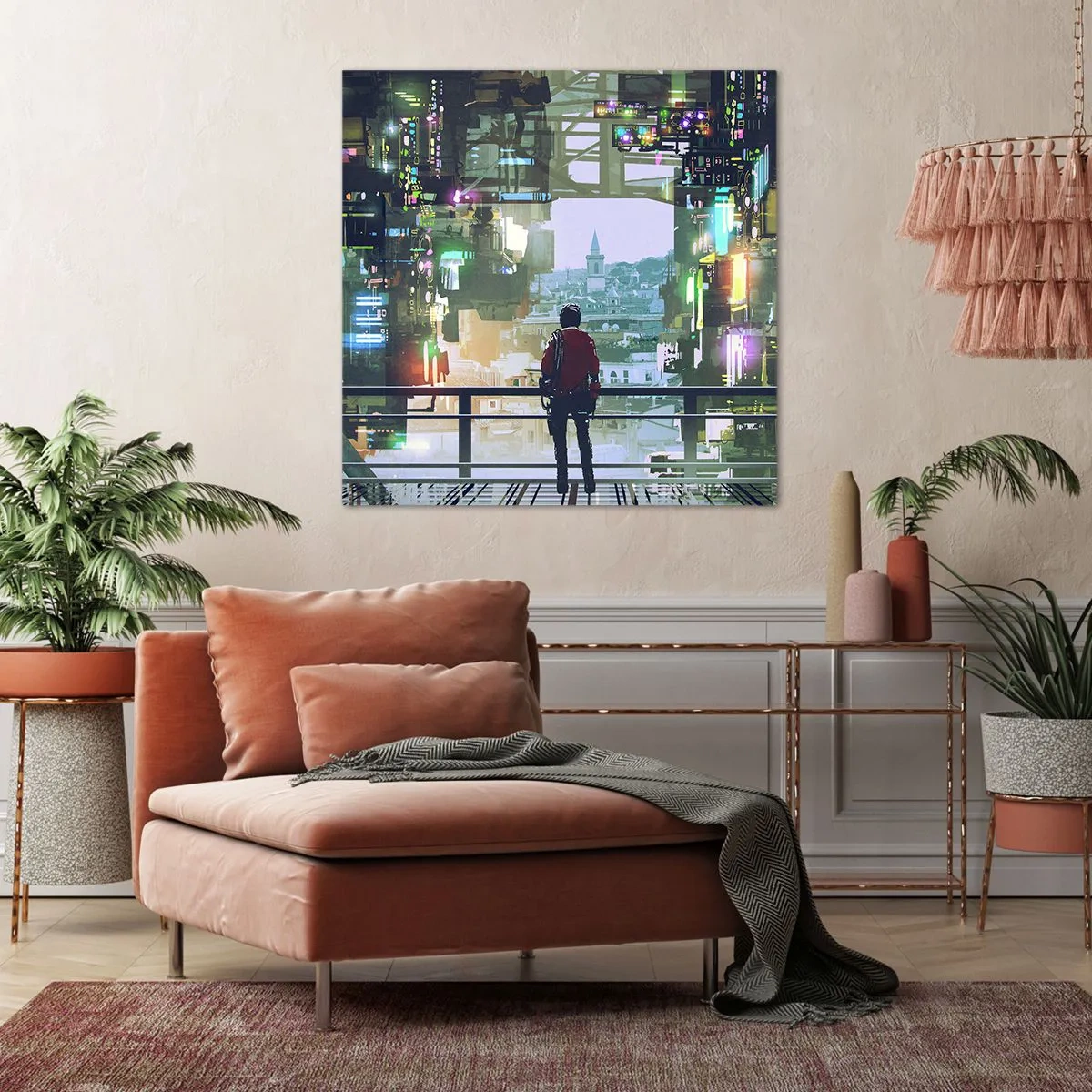 Quadro em tela - Dois mundos - 60x60 cm