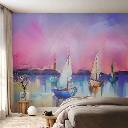 Papel de Parede Premium Sand - Direção: águas largas - Paisagem, Lago, Barco a vela - 450x315 cm