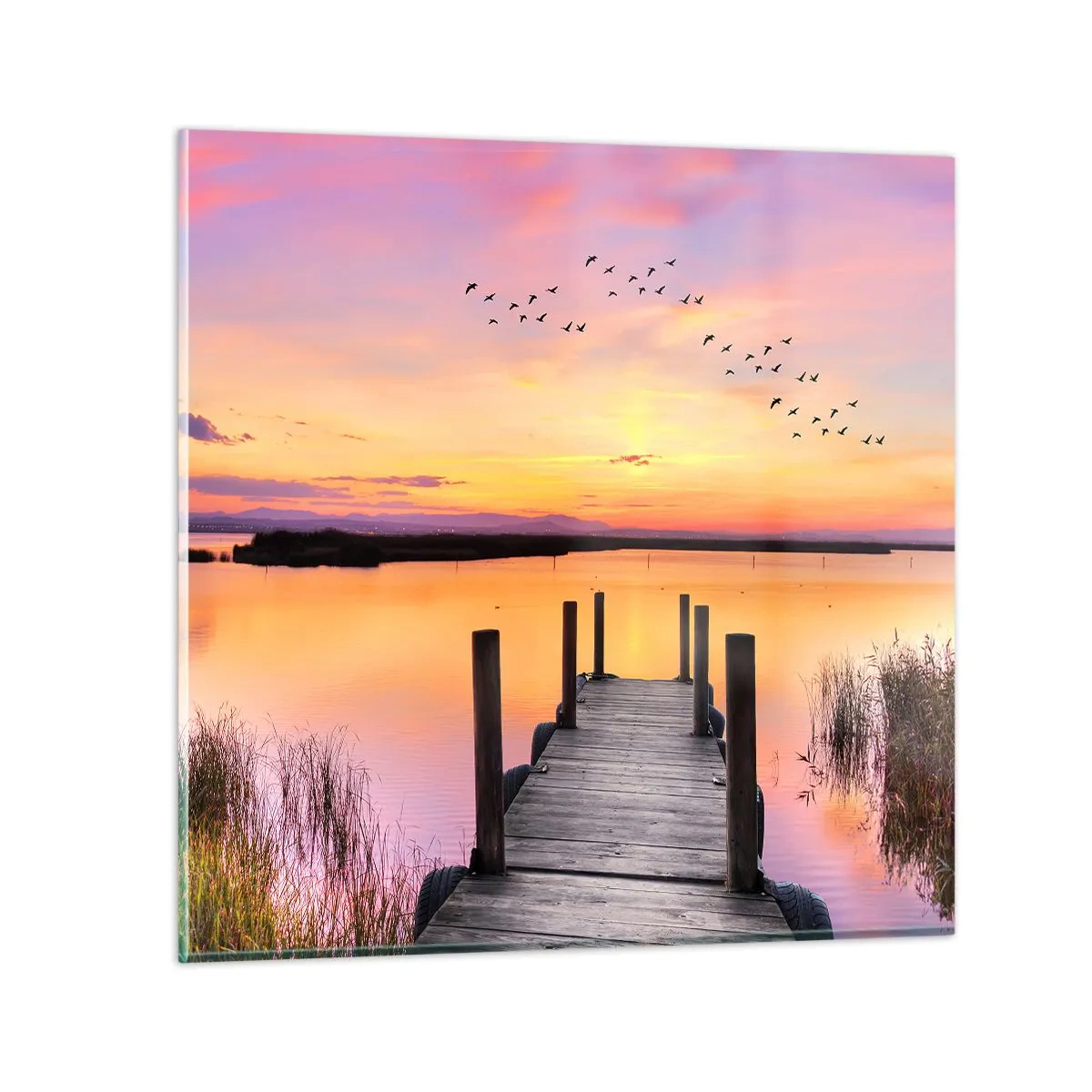 Quadro em vidro - Silenciosa Alvorada Violeta  - 40x40 cm