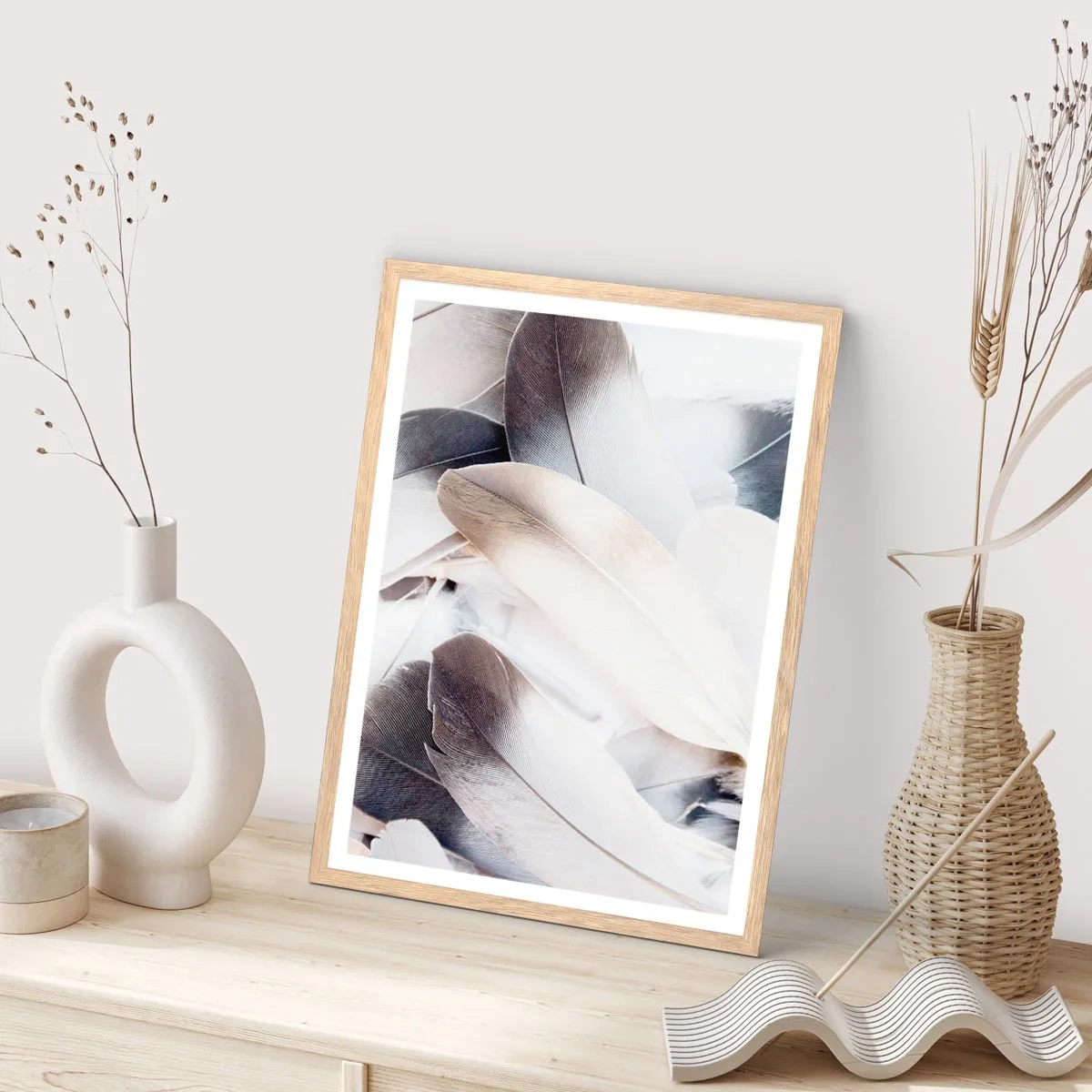 Pôster com moldura de carvalho claro - Semi-angelical - 30x40 cm