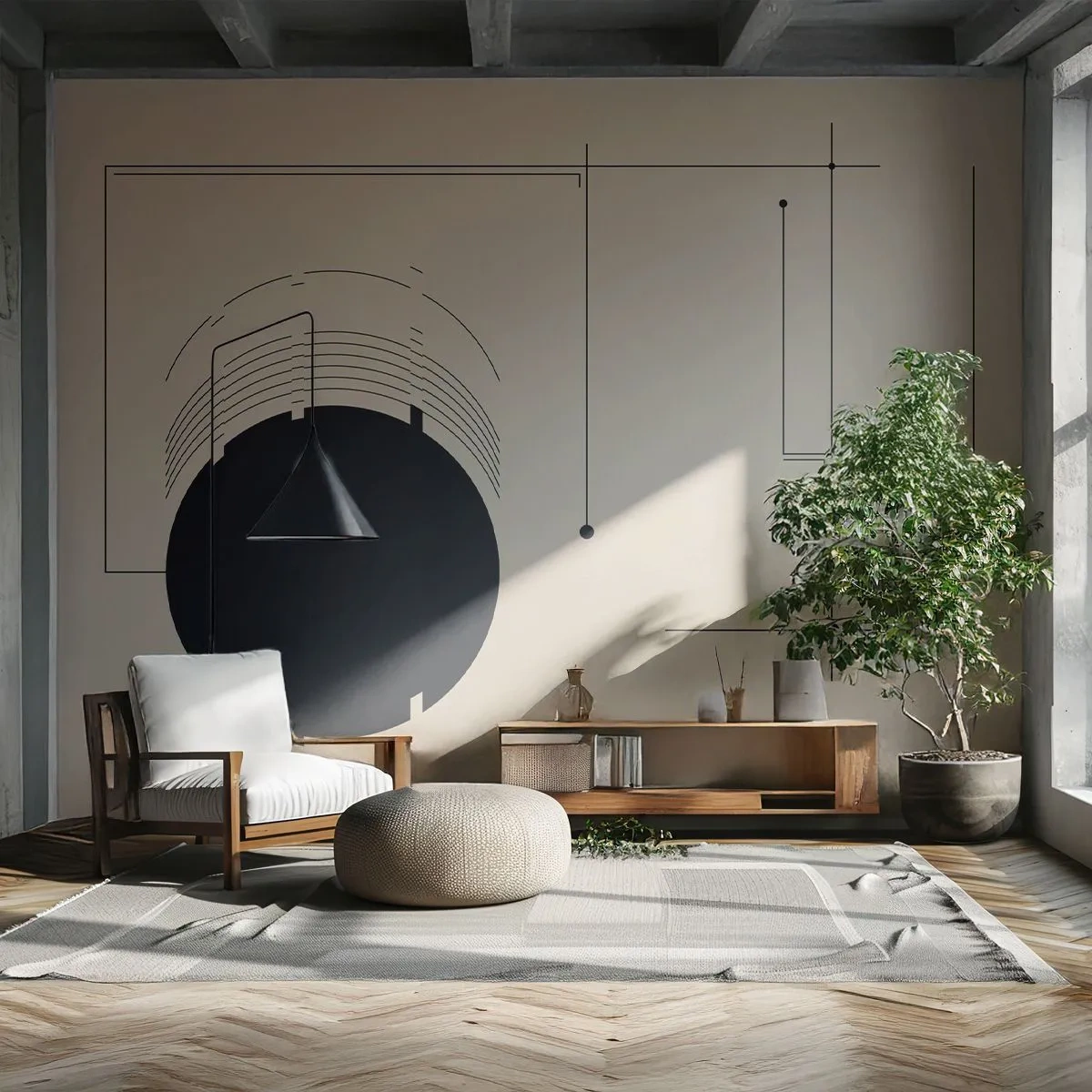 Papel de Parede Autocolante Deluxe Sticker - Composição flexível e dinâmica - Geométrico, Minimalismo, Estética - 350x256 cm