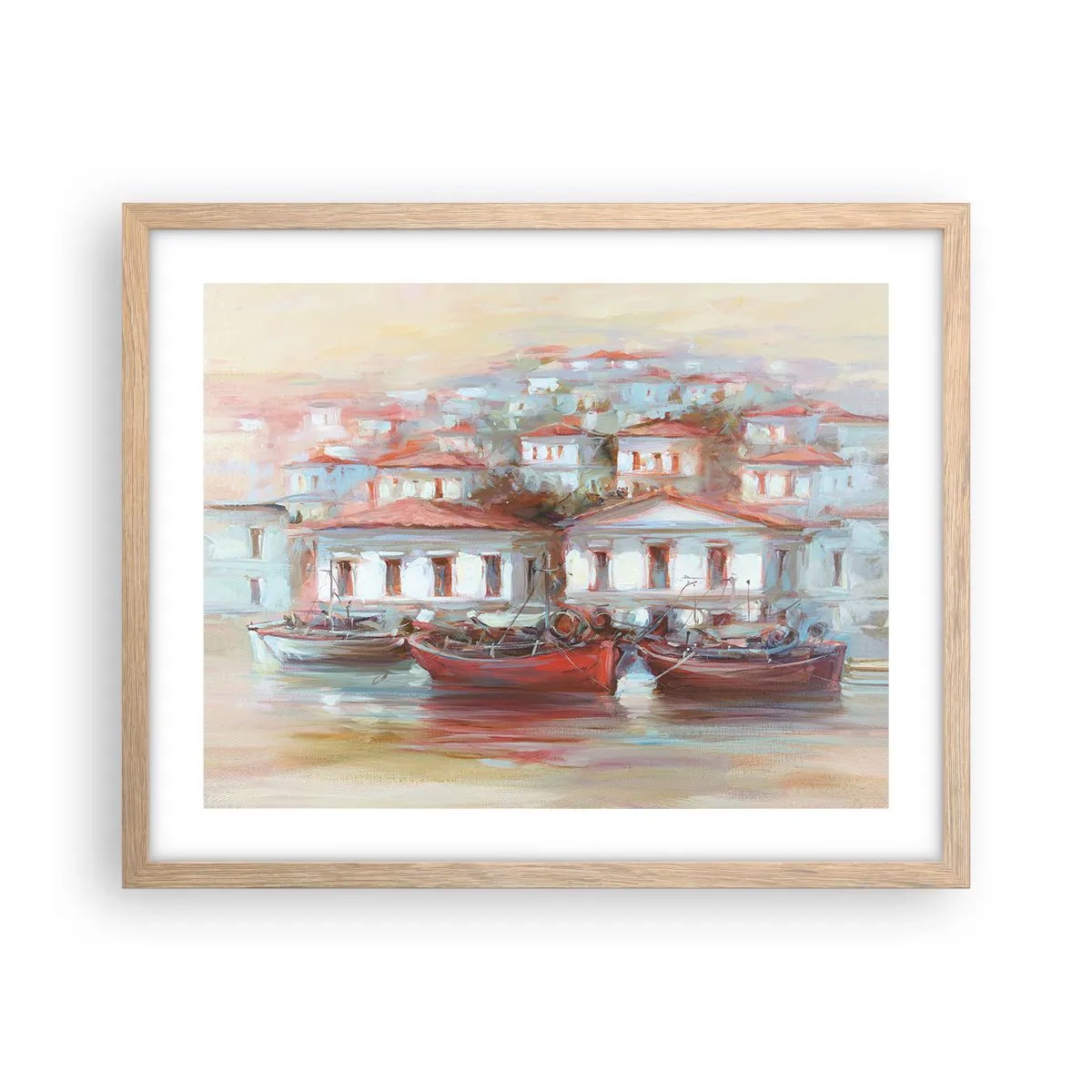 Pôster com moldura de carvalho claro - Cidade feliz - 50x40 cm