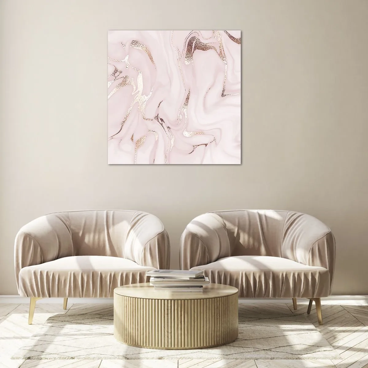 Quadro em vidro - Num lenço cor-de-rosa - 50x50 cm