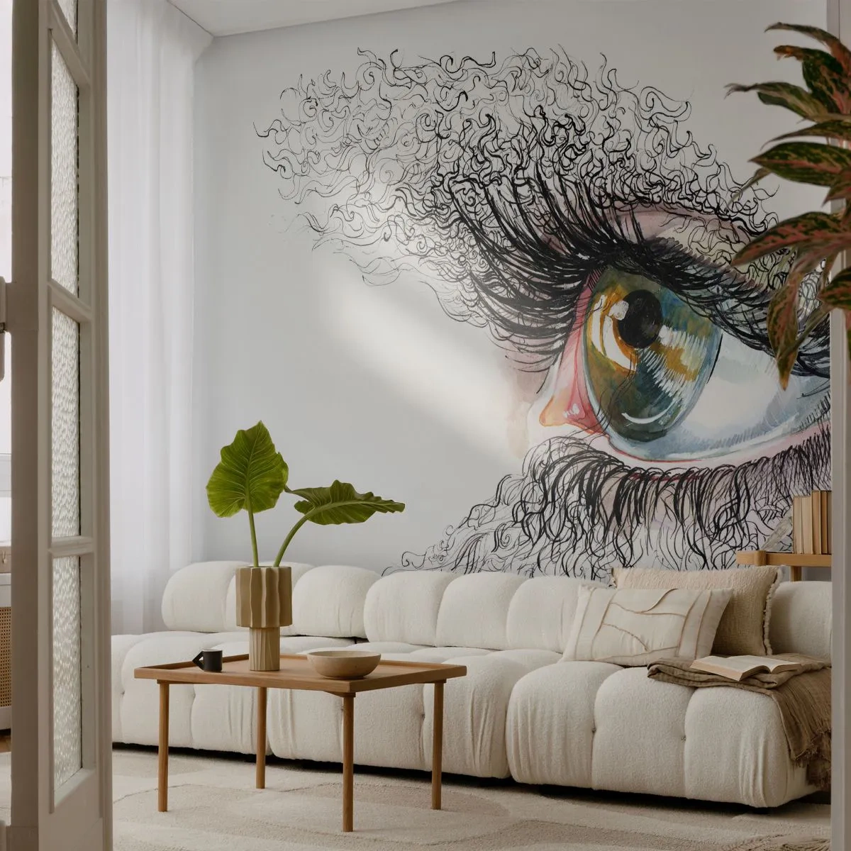Papel de Parede Premium Sand - Olhe diretamente para a alma - Abstração, Gráficos, Olho - 100x70 cm