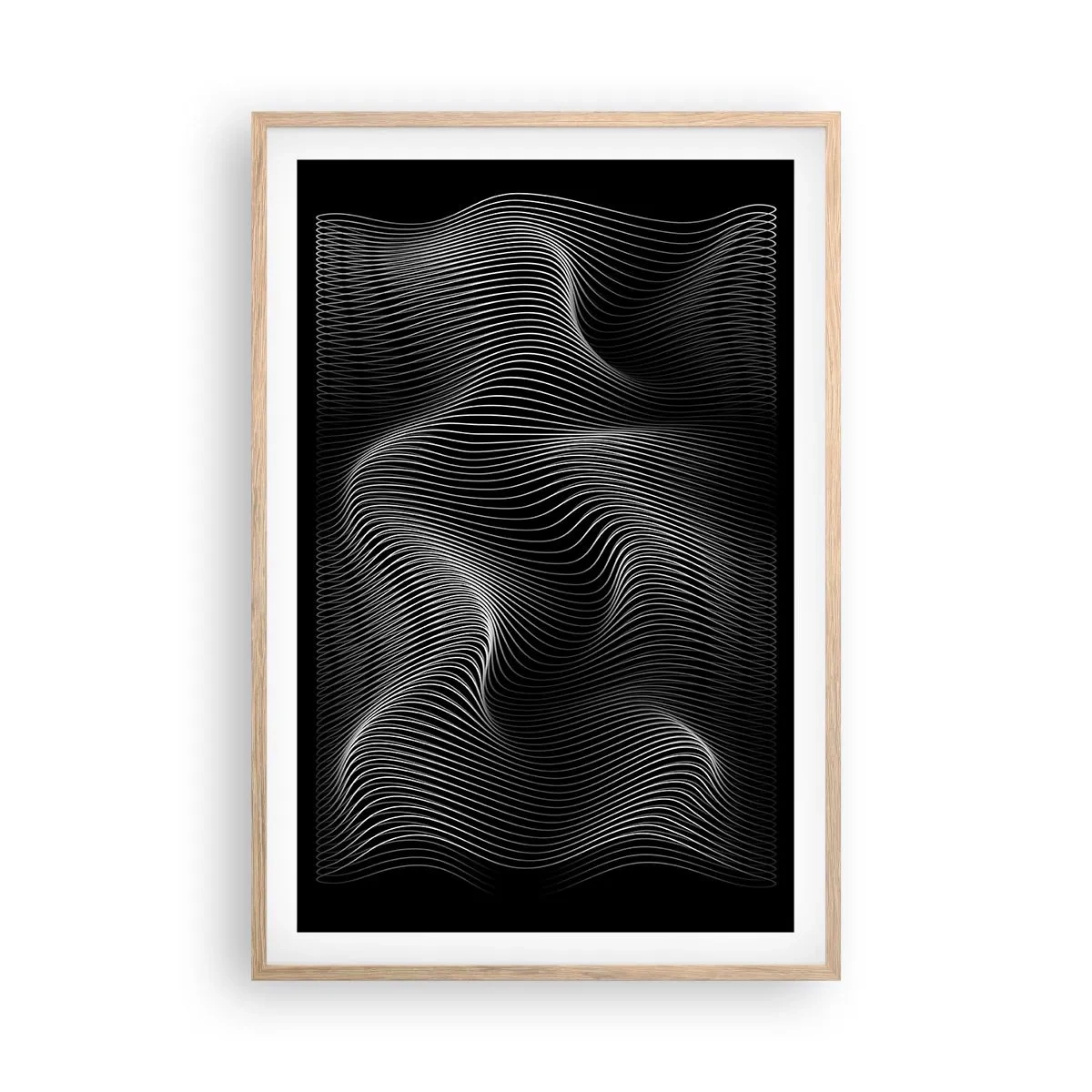 Pôster com moldura de carvalho claro - Dança de luz no espaço - 61x91 cm