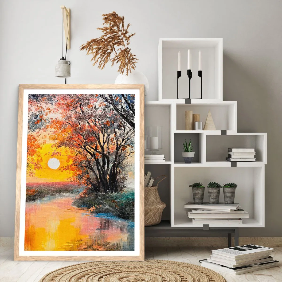 Pôster com moldura de carvalho claro - Vibrações de outono - 70x100 cm