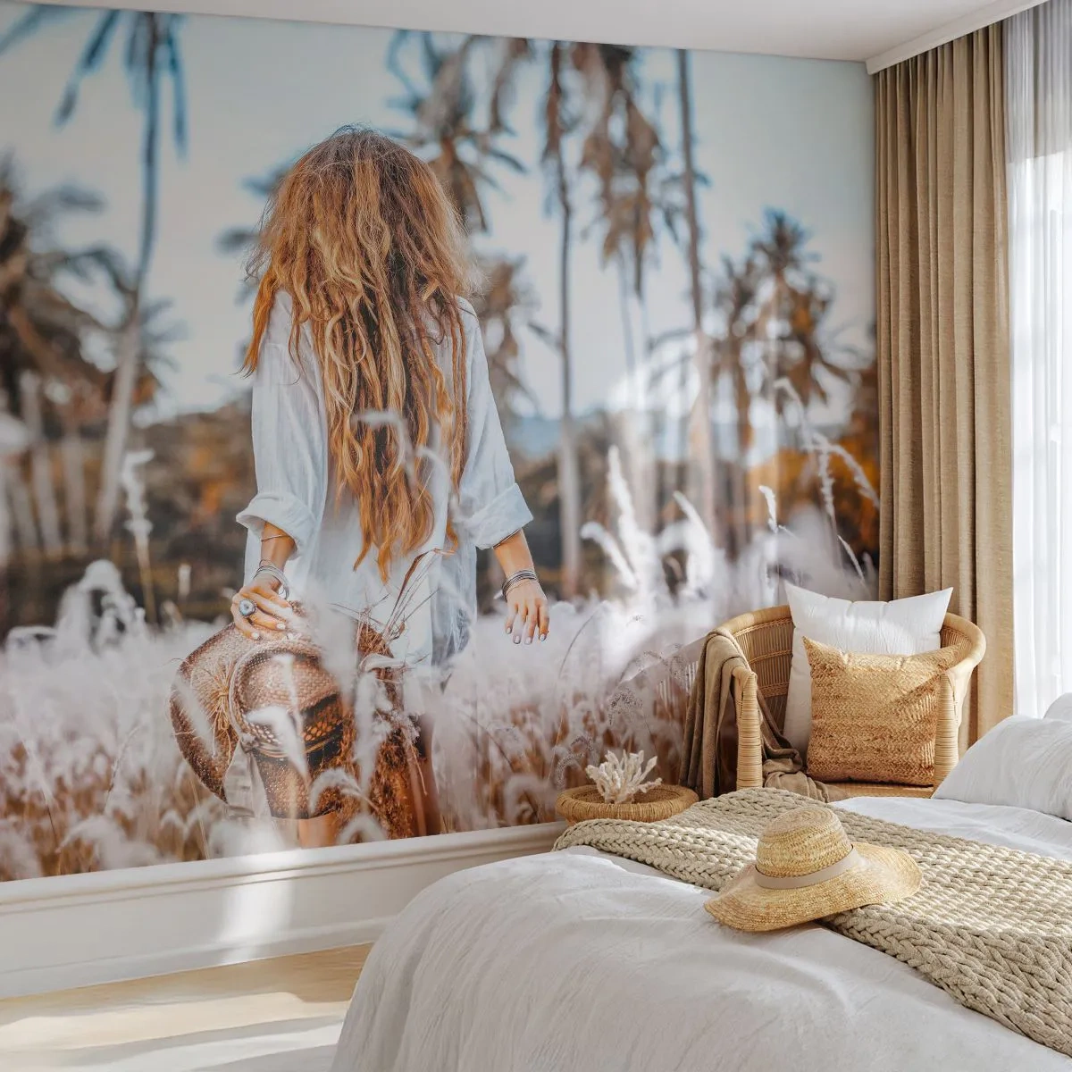Papel de Parede Premium Sand - Nascida da maciez da relva - Mulher, Vintage, Boho - 450x315 cm
