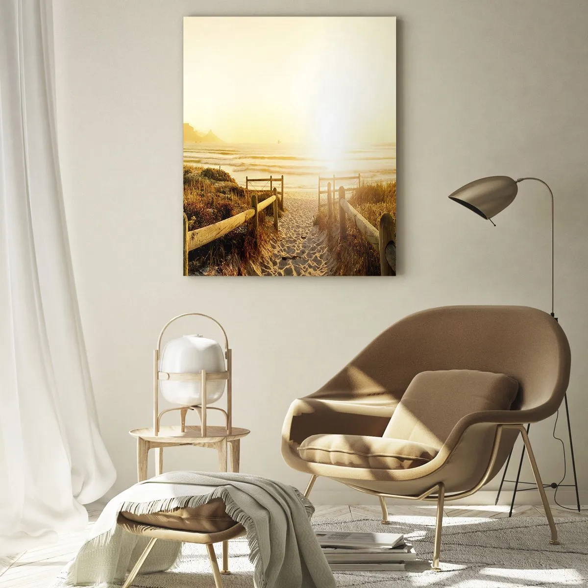 Quadro em vidro - Pelaa duna, em direção ao sol - 80x120 cm