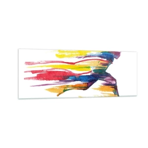 Quadro em vidro - Correndo pelo arco-íris - 140x50 cm